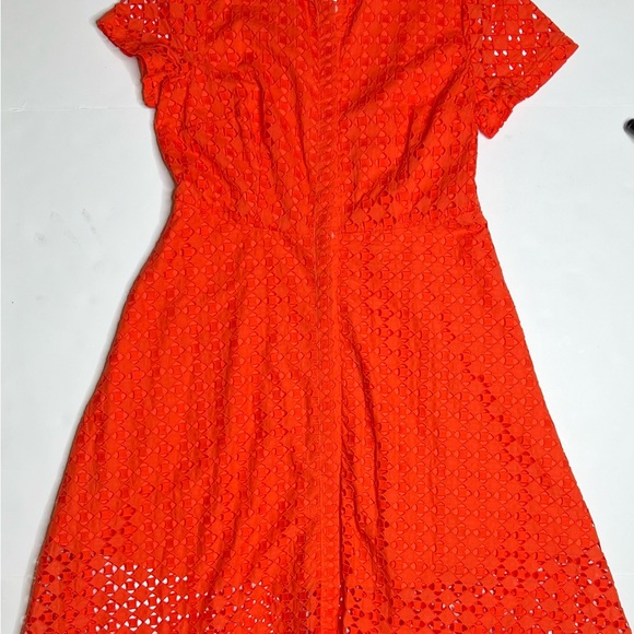 Ann Taylor Orange Eyelet A-line Flare Dress with Collar, MWT, SZ 12P - Picture 3 of 7